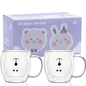 Set of 2 Glass Bear Mugs